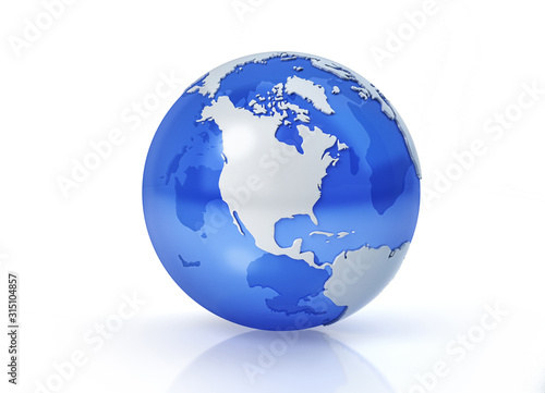 Earth globe stylized. North America view.