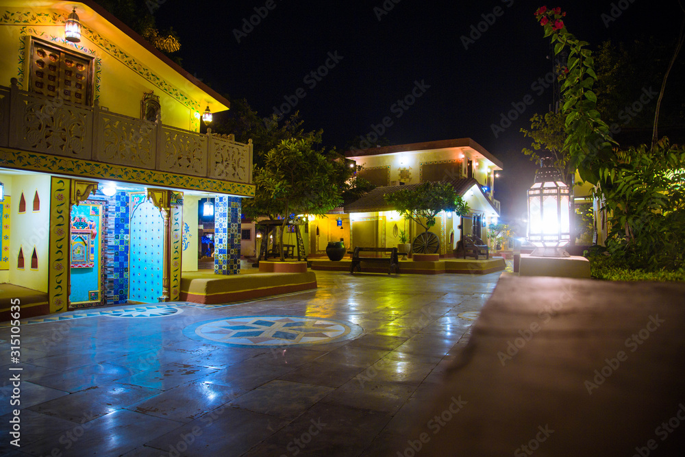 night street india. indian village
