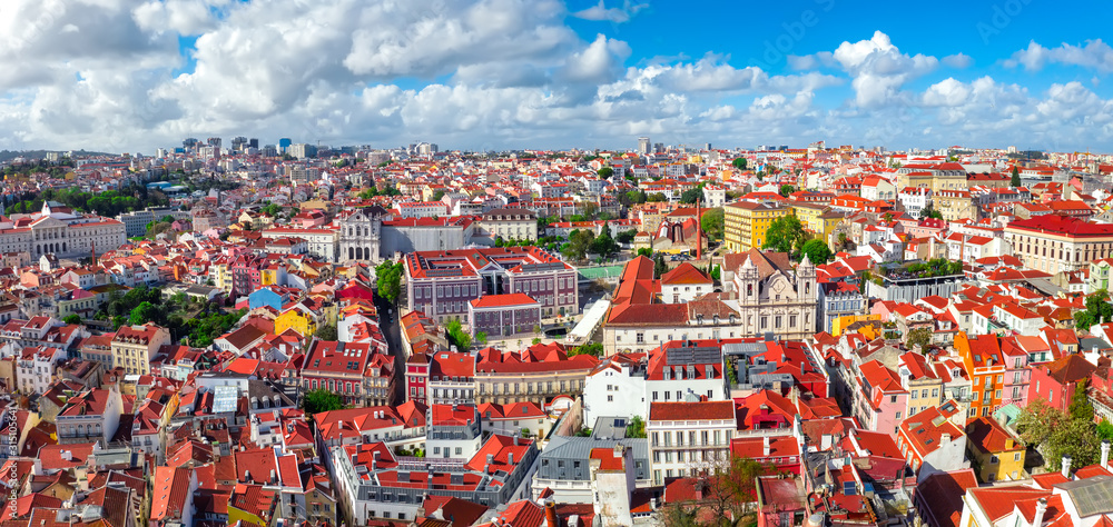 Lisbon panorama veiw on district Santa Catarina aerial cityscape or skyline european beautiful architecture Portugal