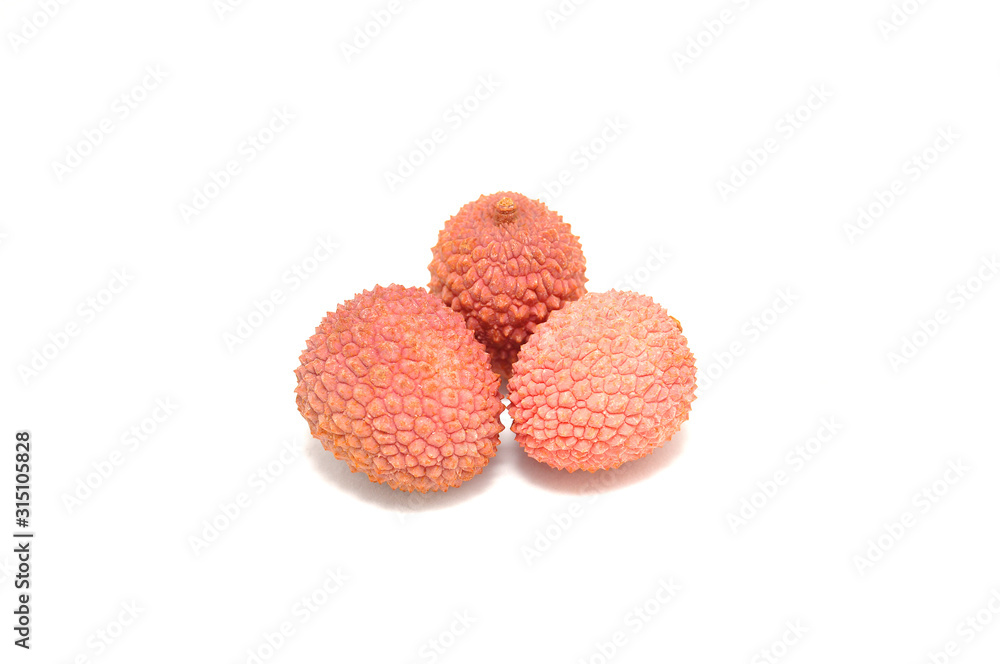 Lychee fruit on white background close up Lychee fruit on white background close up