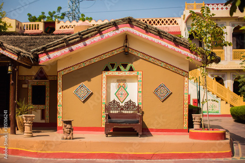 street in indian village. Old hut at a rural village . Rajasthan