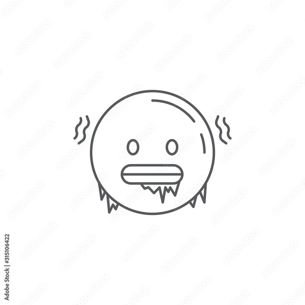 Cold freezing emoticon vector icon symbol emoji isolated on white background Cold freezing emoticon vector icon symbol emoji isolated on white background