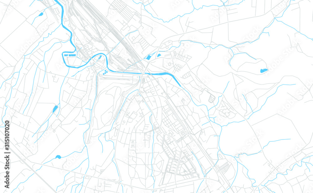 Trinec, Czechia bright vector map