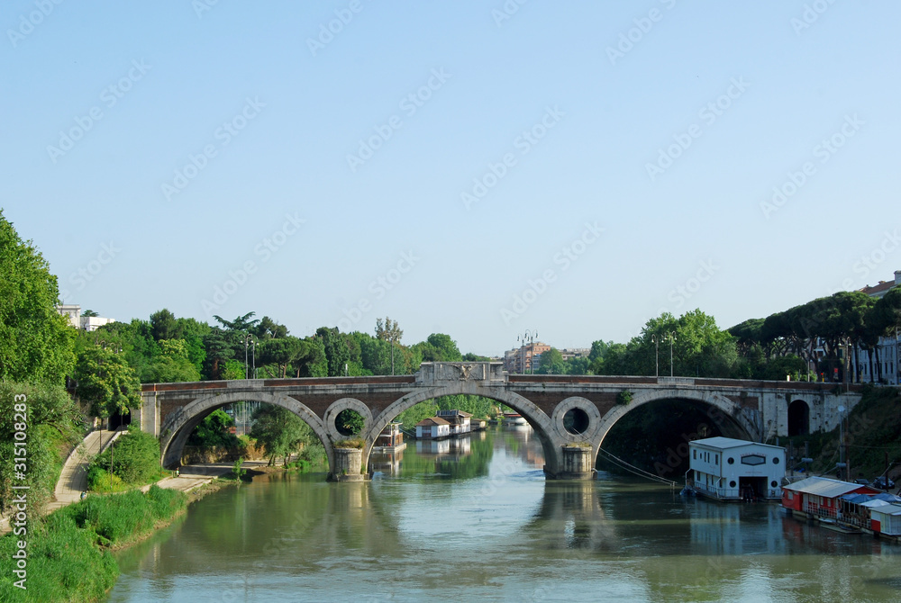 Bridges over the Tiber river in Rome - Italy