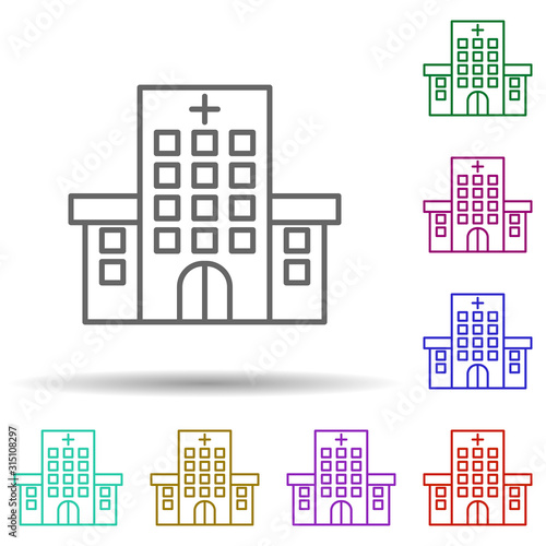 Building, clinic, hospital in multi color style icon. Simple thin line, outline vector of hospital building icons for ui and ux, website or mobile application