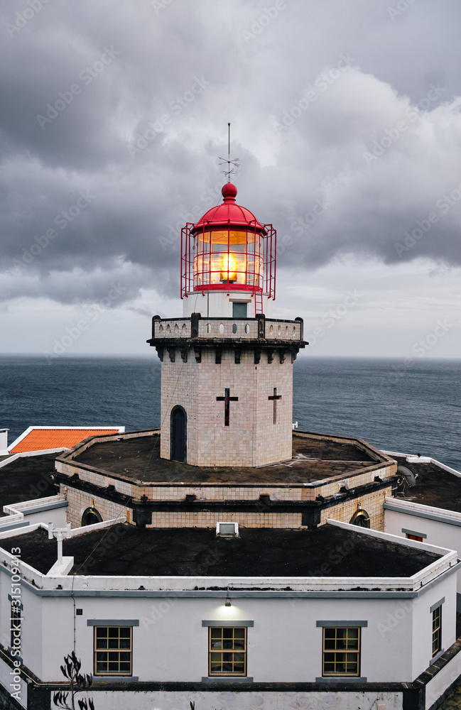 Lighthouse Arnel in the Azores, Portugal.