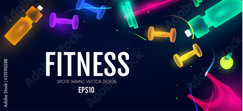 Fittnes and sport shining background. Shining equipment.