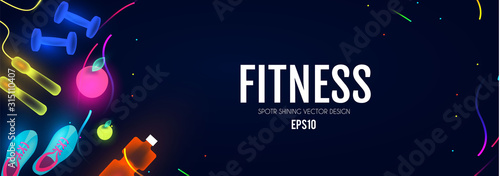 Fittnes and sport shining background. Shining equipment.