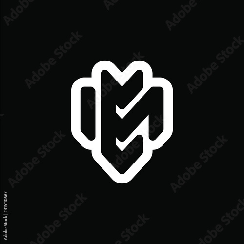 Initial letter EM or ME logo template with contour bold sporty symbol in flat design monogram ilustration