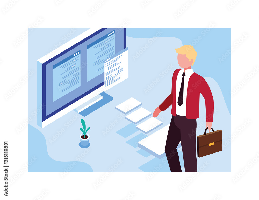 man working in front of computer screen man working in front of computer screen