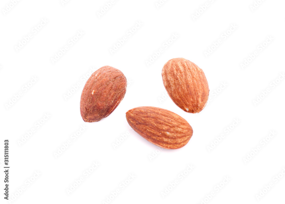 group of almonds isolated on white group of almonds isolated on white