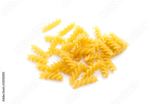 heap of pasta on white background
