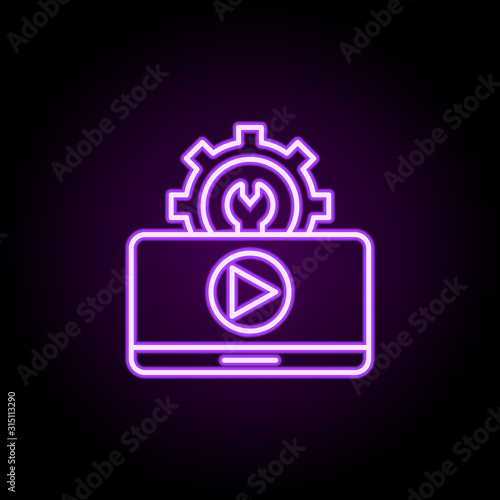 Business talking, computer neon icon. Elements of professional seo set. Simple icon for websites, web design, mobile app, info graphics