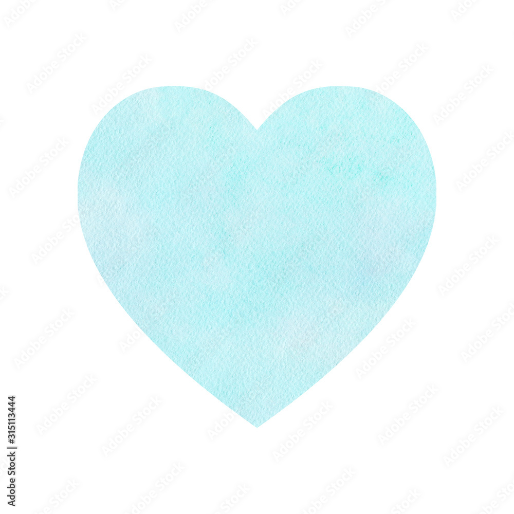 Watercolor heart in blue. Watercolor heart in blue.