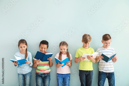 Cute little children with b...