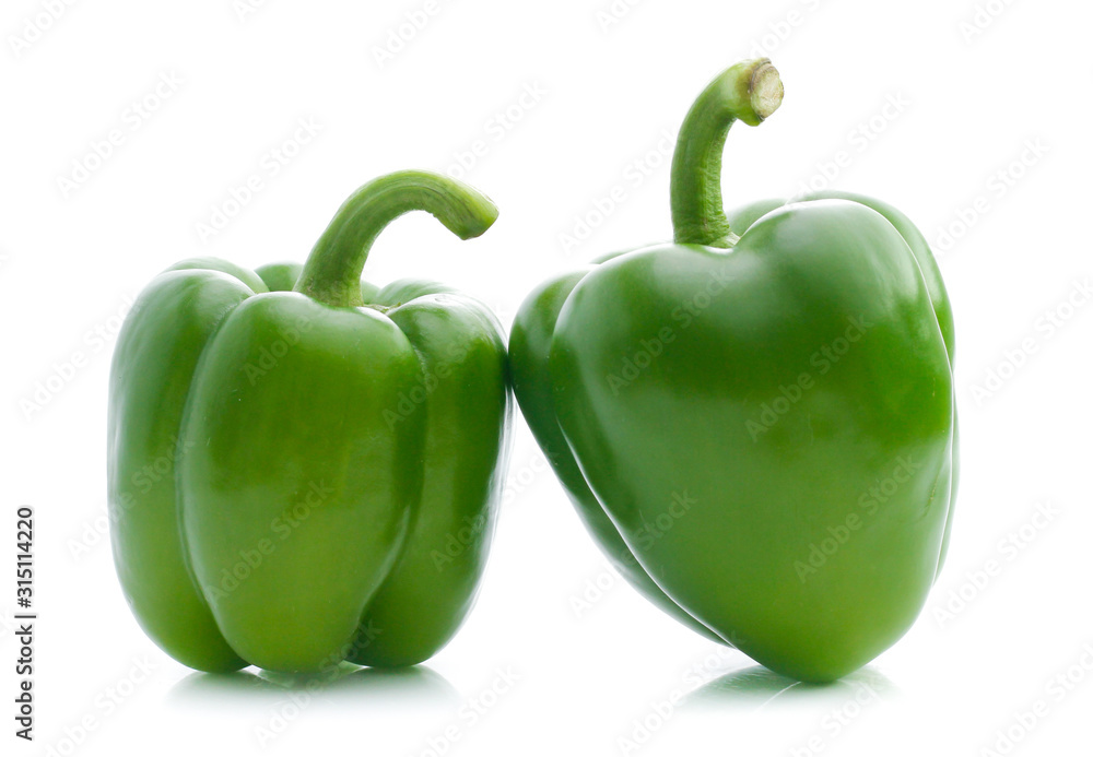 Green pepper on white background Green pepper on white background