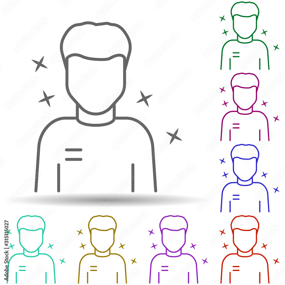 Man young avatar multi color style icon. Simple thin line, outline vector of avatar icons for ui and ux, website or mobile application Man young avatar multi color style icon. Simple thin line, outline vector of avatar icons for ui and ux, website or mobile application