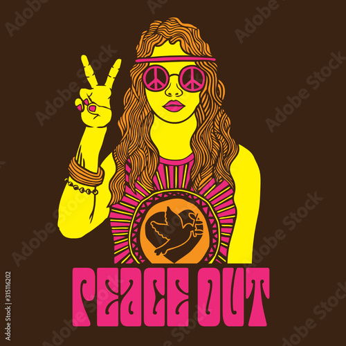 Hippies Girl Illustration