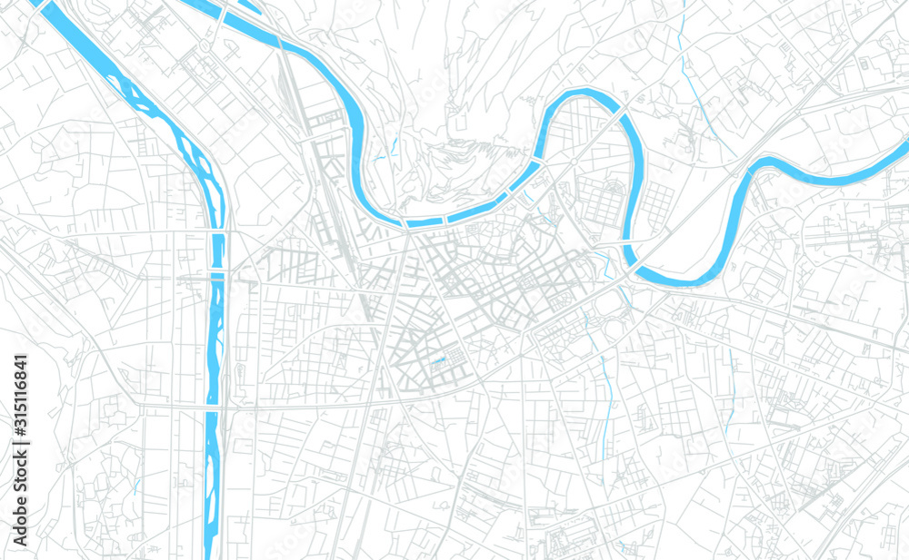Fototapeta premium Grenoble, France bright vector map