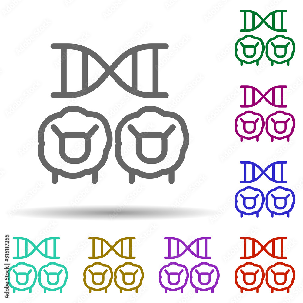 Cloning, dna, animal in multi color style icon. Simple thin line, outline vector of bioengineering icons for ui and ux, website or mobile application Cloning, dna, animal in multi color style icon. Simple thin line, outline vector of bioengineering icons for ui and ux, website or mobile application