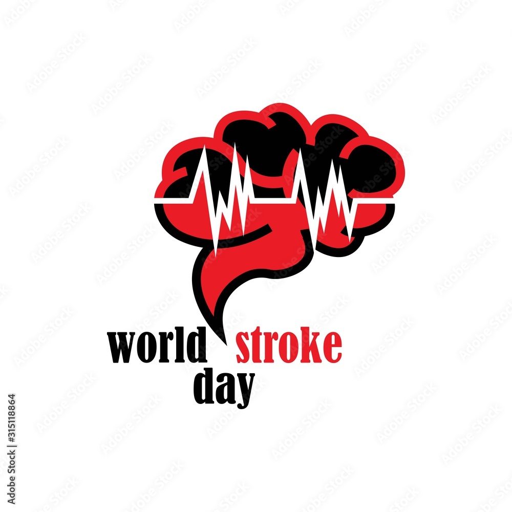 World stroke day design. Vector concept for banners or posters in flat style. Human head in profile view and text template