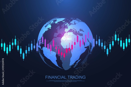 Stock market or forex trading business graph chart for financial investment concept. Business presentation for your design and text. Economy trends, business idea and technology innovation design.