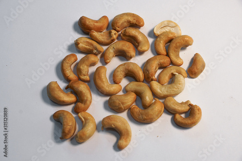 cashew nut on white background