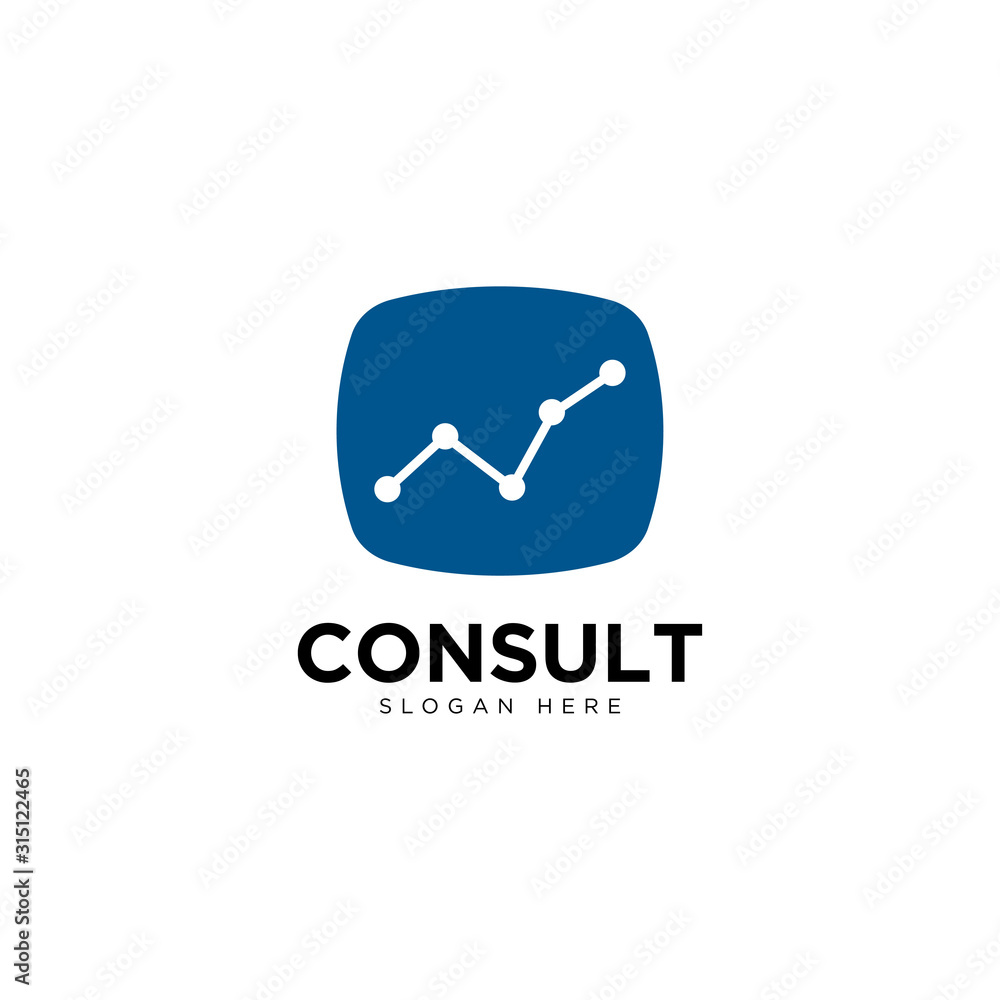Business consulting logo template. Speech bubble and growth graph vector design. Business consulting logo template. Speech bubble and growth graph vector design.