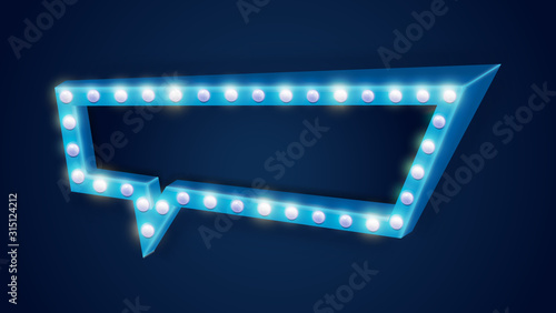 Retro vintage light frame 3d. Light bulb frame for your disign illustration