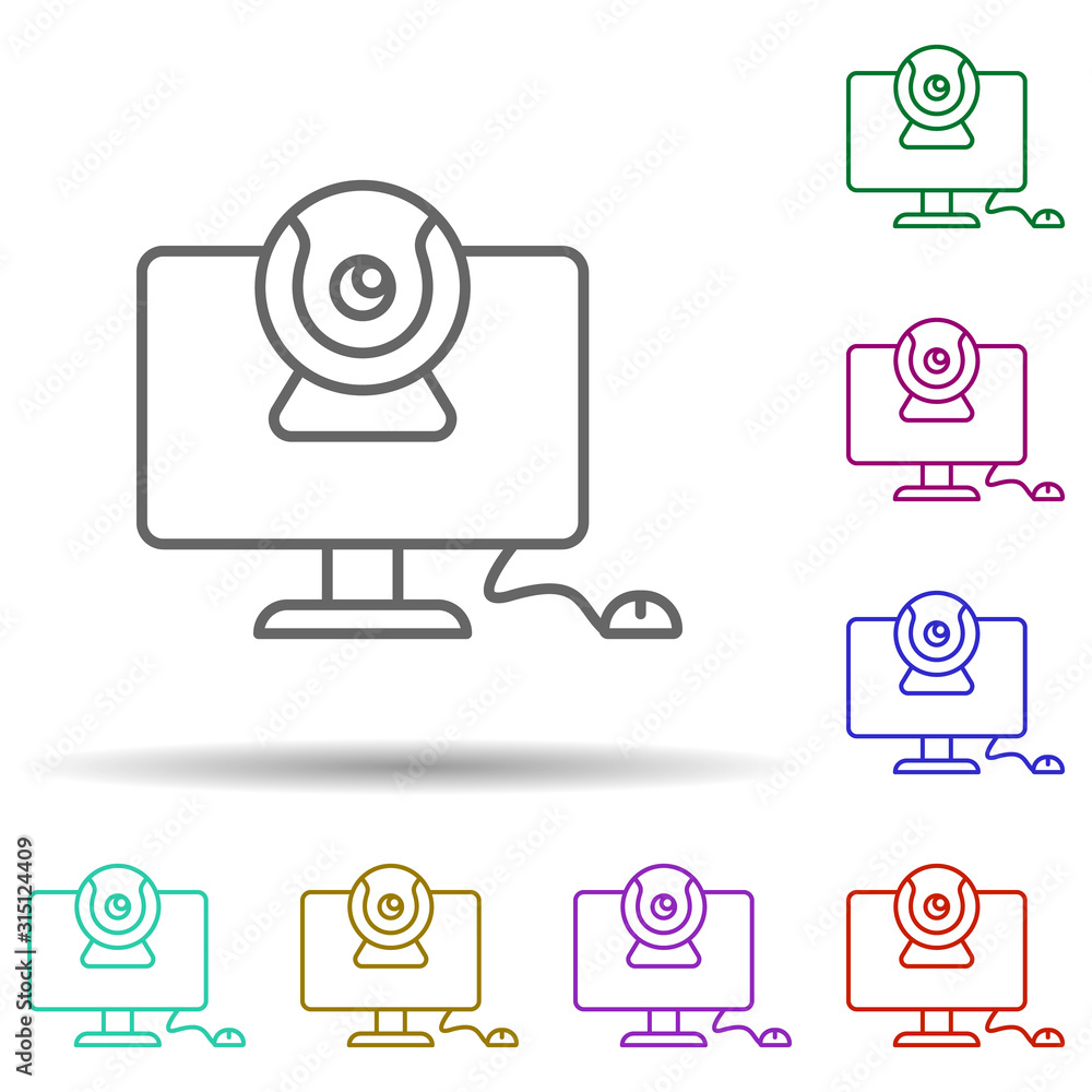 Video chat, communication in multi color style icon. Simple thin line, outline vector of communication icons for ui and ux, website or mobile application Video chat, communication in multi color style icon. Simple thin line, outline vector of communication icons for ui and ux, website or mobile application