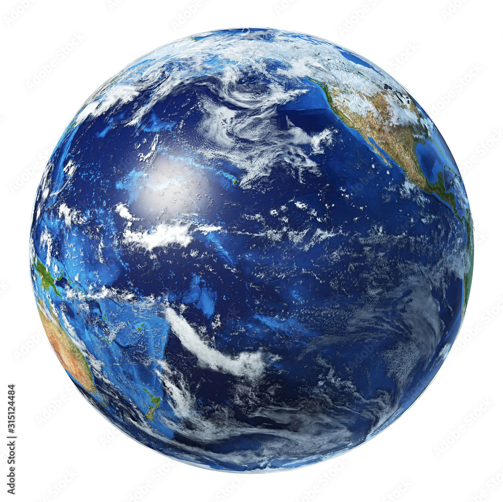 Earth globe 3d illustration. Pacific Ocean view. Earth globe 3d illustration. Pacific Ocean view.