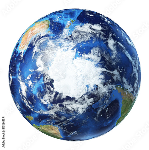Earth globe 3d illustration. South Pole view.