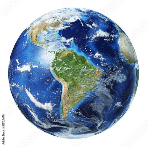 Fototapeta Naklejka Na Ścianę i Meble -  Earth globe 3d illustration. South America view.