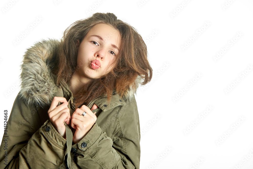 Emotional girl on a white background Emotional girl on a white background