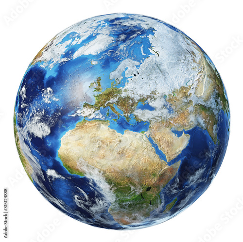 Earth globe 3d illustration. Europe view.