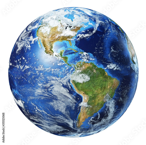 Fototapeta Naklejka Na Ścianę i Meble -  Earth globe 3d illustration. North America and South America view.