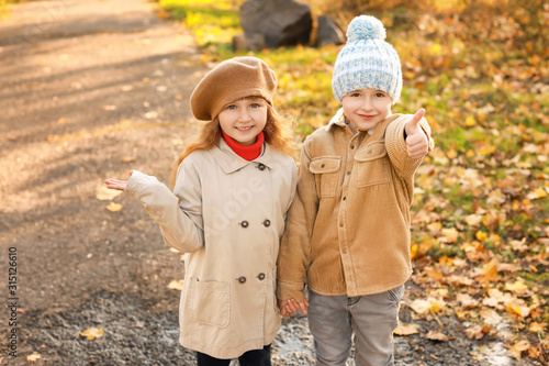 Cute little children in aut...