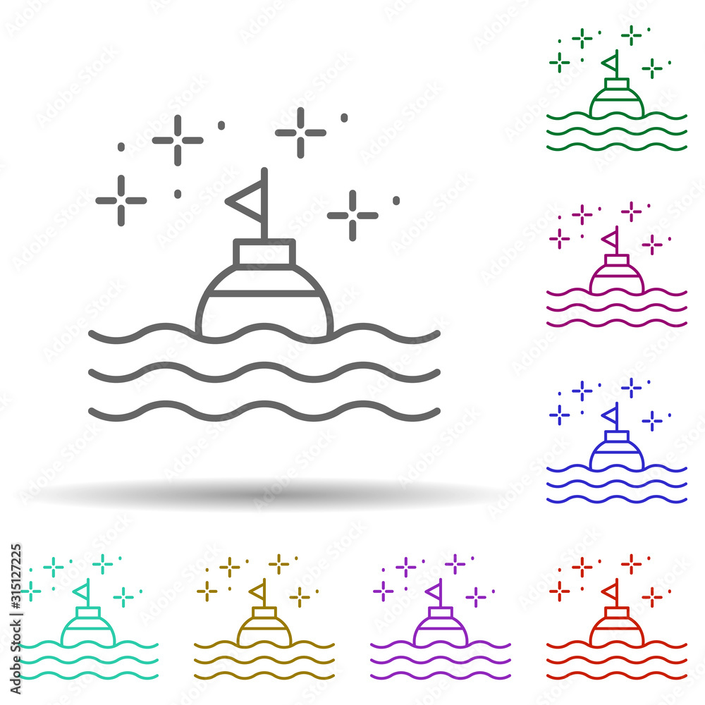 Diving buoy in multi color style icon. Simple thin line, outline vector of diving icons for ui and ux, website or mobile application Diving buoy in multi color style icon. Simple thin line, outline vector of diving icons for ui and ux, website or mobile application