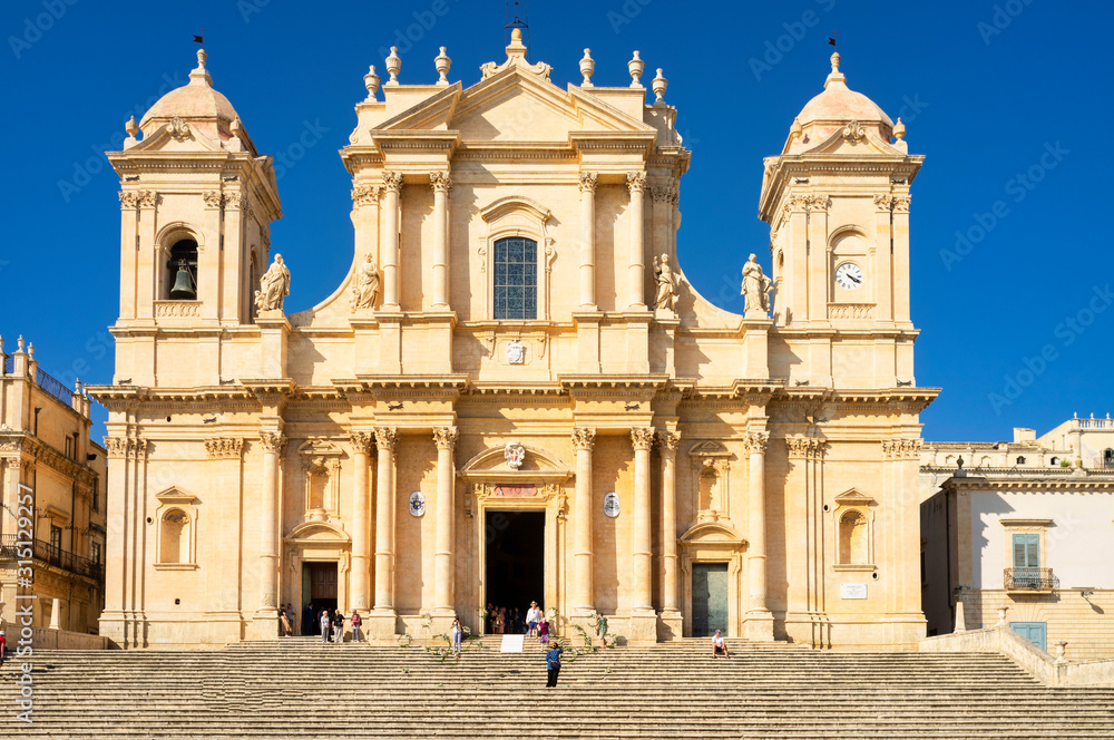 The Noto Cathedral, in the city of Noto, Sicily Region, Southern Italy) UNESCO Site.