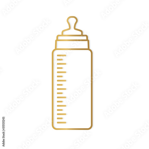 golden baby milk bottle icon- vector illustration