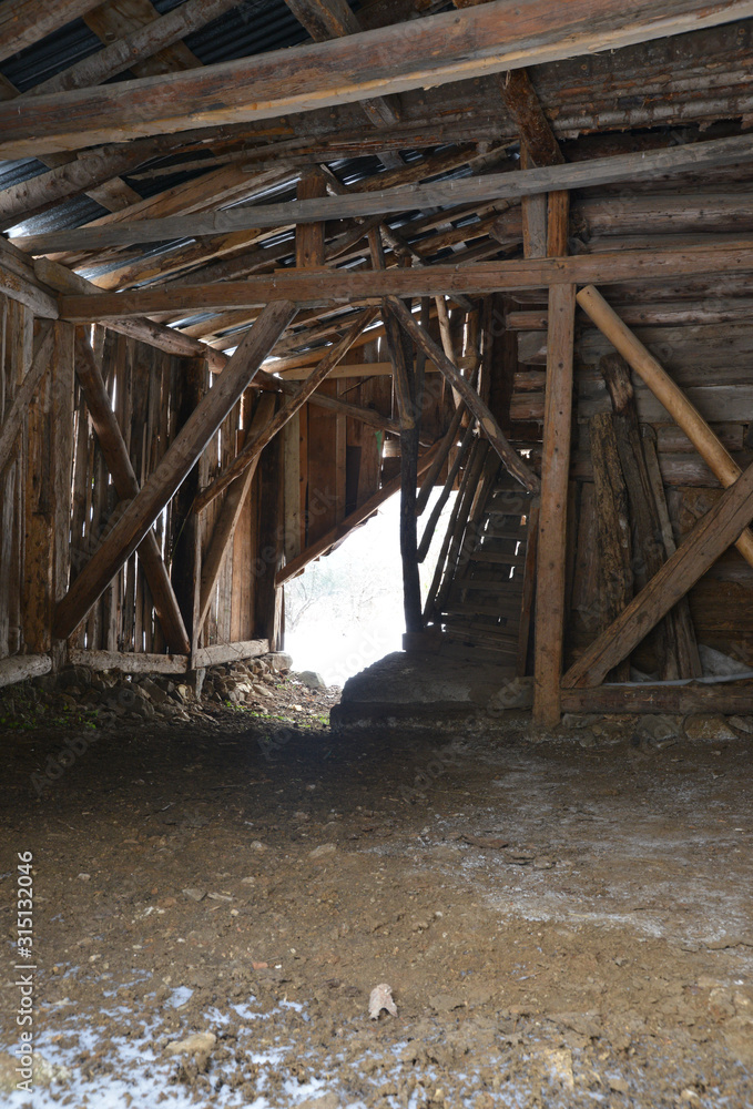 Fototapeta premium detail of old wooden house
