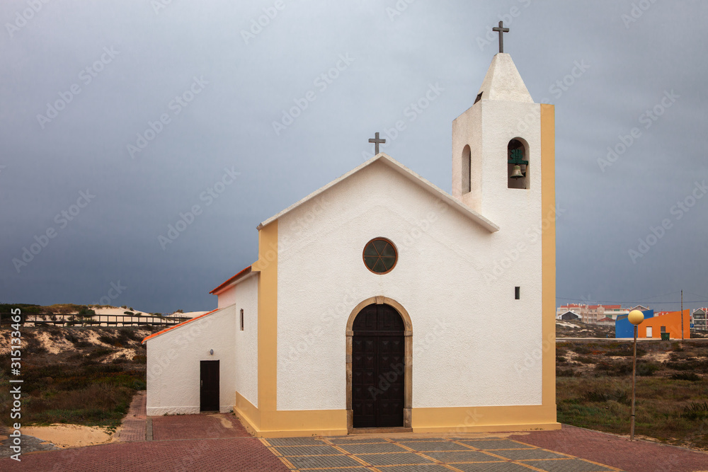 Old catholic church in Costa Nova do Prado, near Aveiro, Portugal
