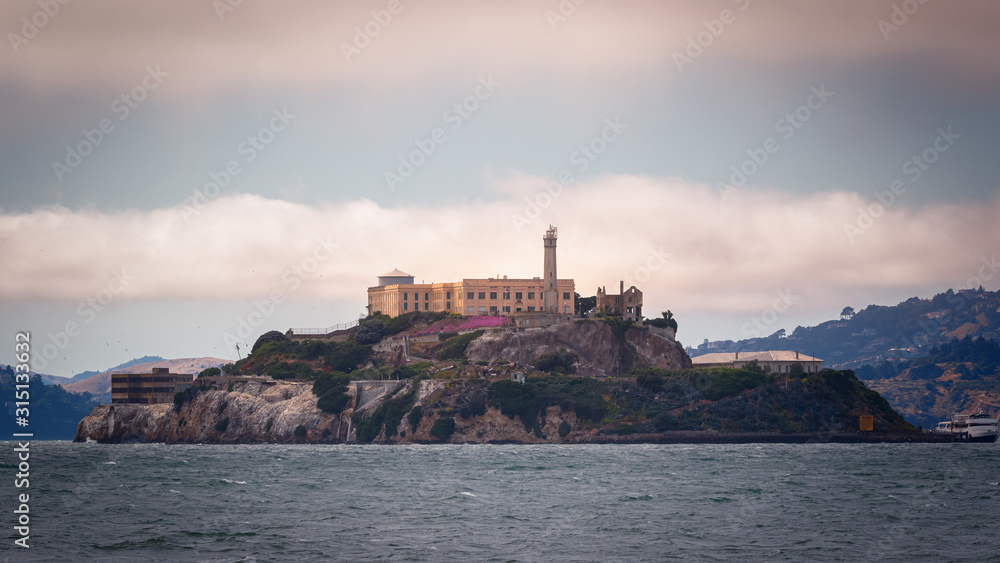 Famous Alcatraz island and prison in San Francisco bay, California