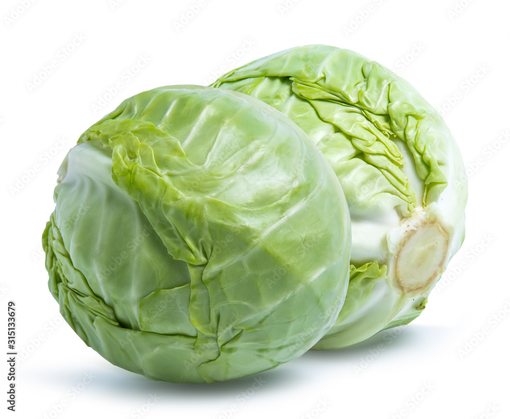 Fototapeta premium green cabbage vegetable isolated on white background