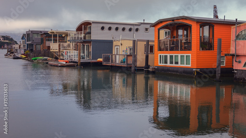 The beautiful town of Sausalito with its houseboats on the water, San Francisco, California