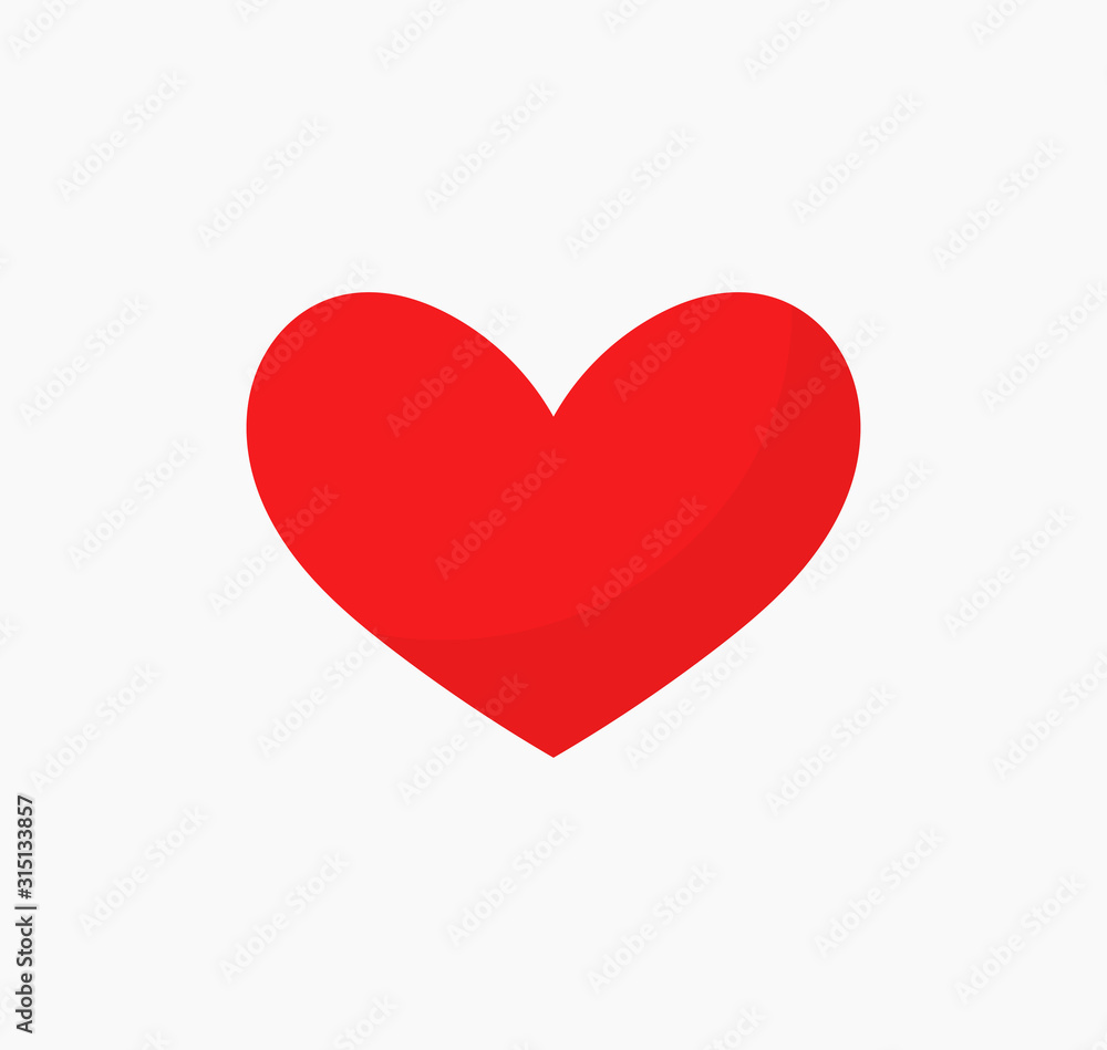 Red heart cute icon.