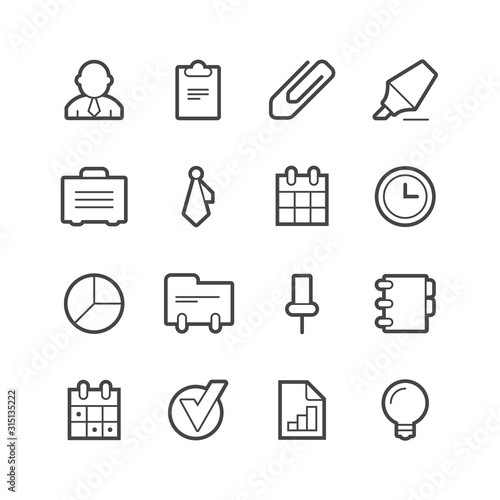 Contour icons - business and office icons