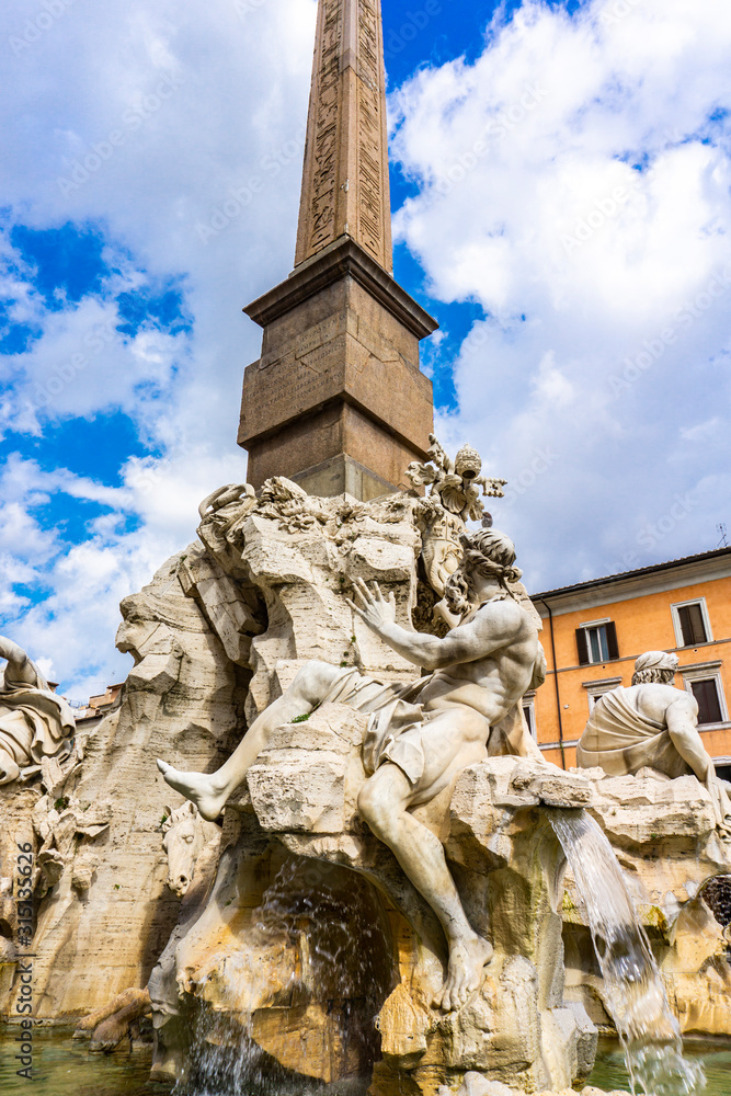 Fontana dei Quattro Fiumi at Piazza Navona in Rome, Italy