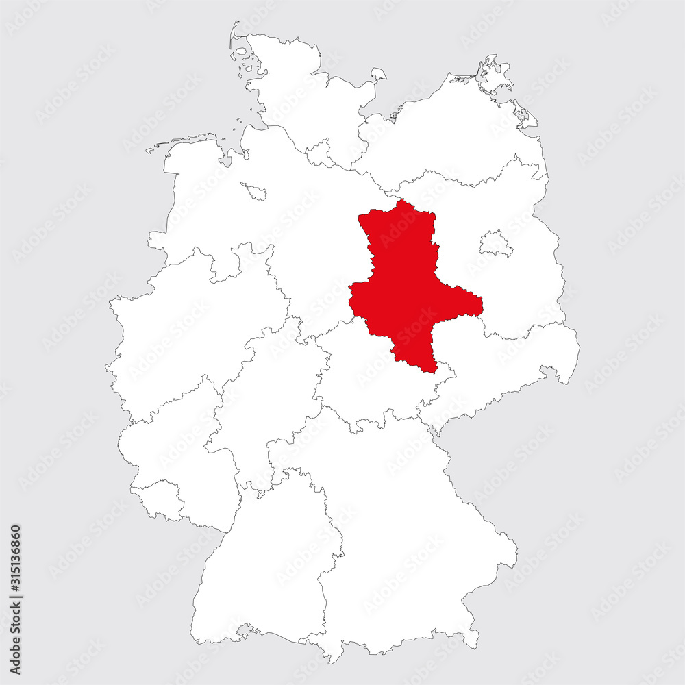 Lower saxony highlighted germany province map. Gray background. German political map.