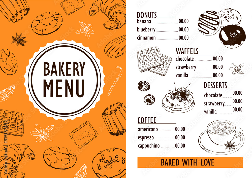 Plakat Sample menu for restaurants, cafes, bakery
